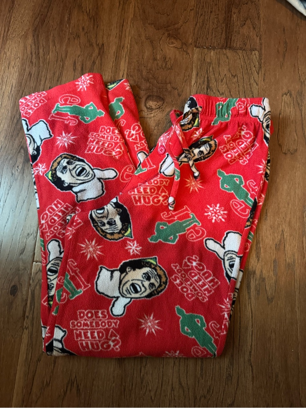 ELF Red Holiday Character Pajama Bottoms with Green and White Accents